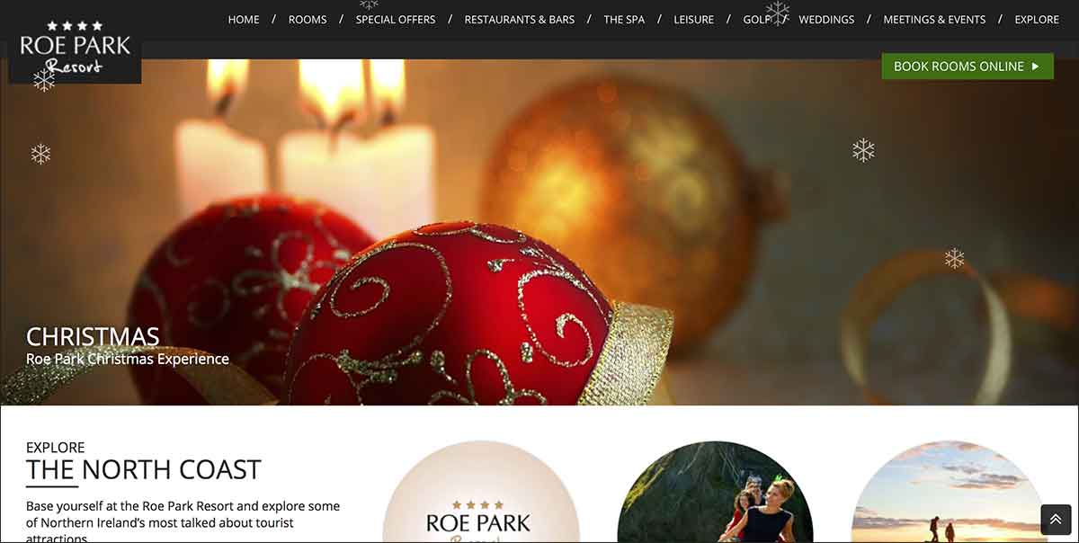 Screenshot of the Roe Park Resort Limavady County Derry website