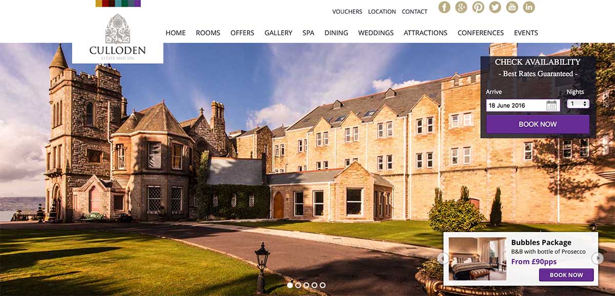 Screenshot of the Culloden Estate and Spa Belfast website