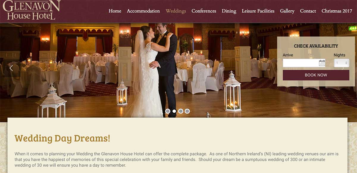 Screenshot of the Glenavon Hotel Cookstown County Tyrone website