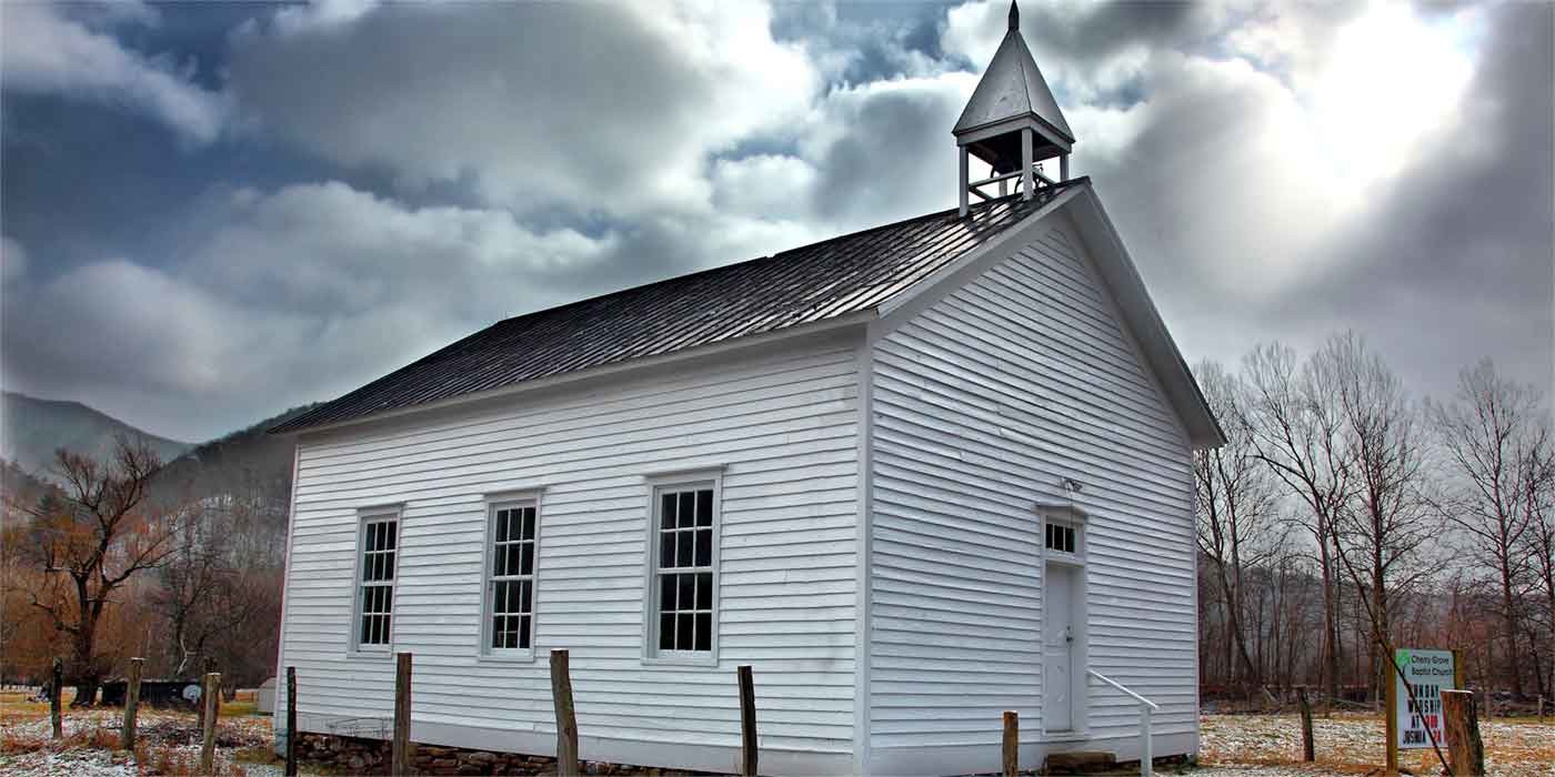 Photo of a white country church