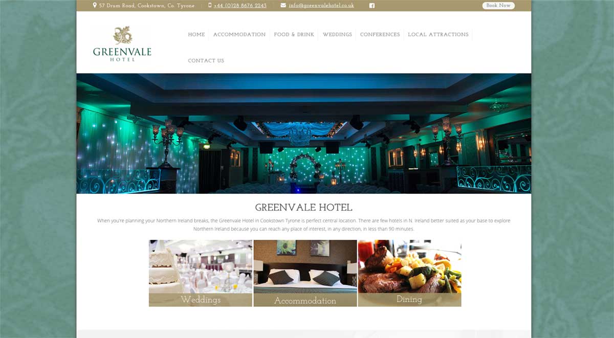 Screenshot of the Greenvale Hotel and wedding venue Cookstown County Tyrone