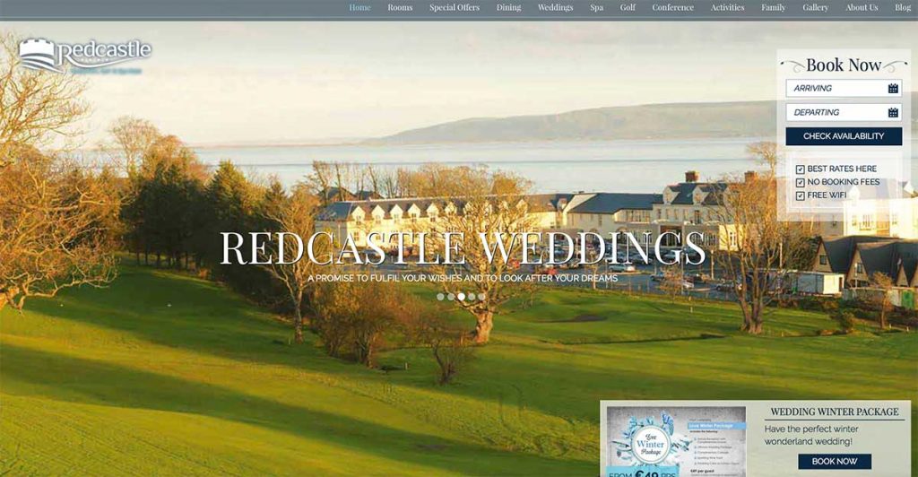 Screenshot of the Redcastle Hotel Donegal website