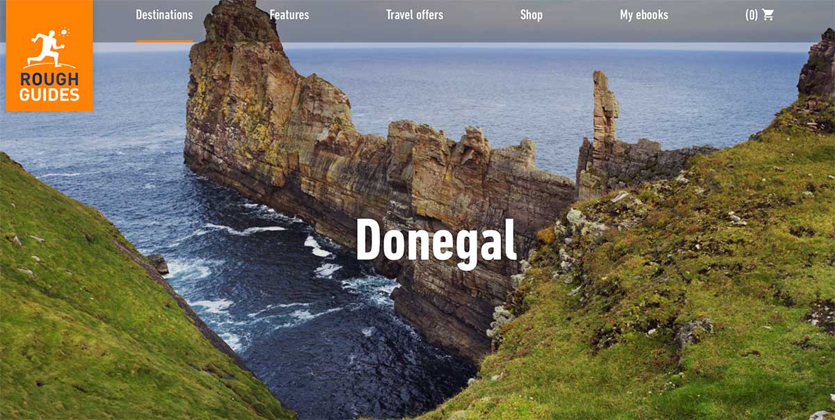 Screenshot of the Donegal page of the Rough Guides website