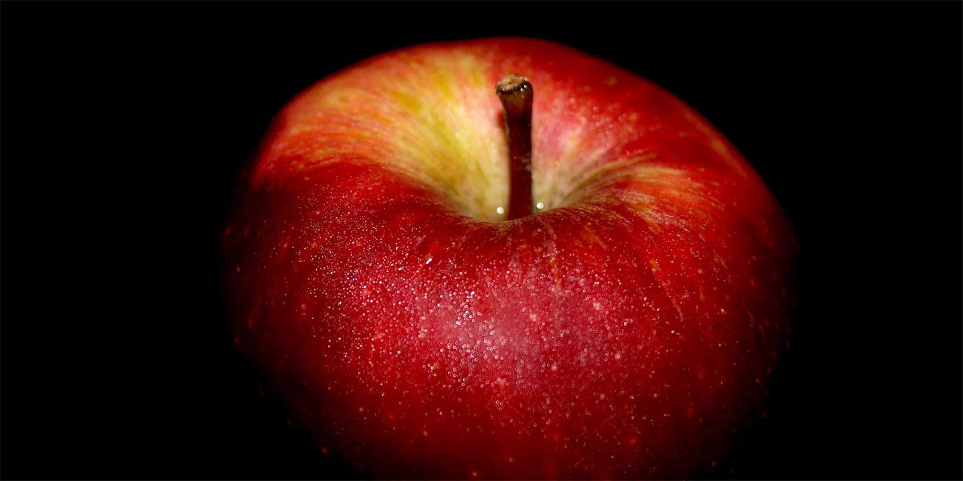 Close up of a big red apple