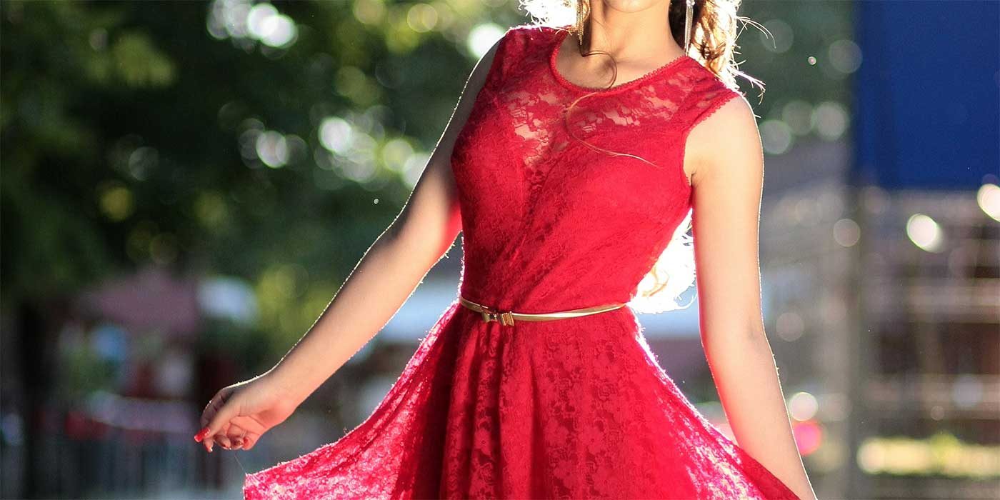 Photo of a lady in a red dress