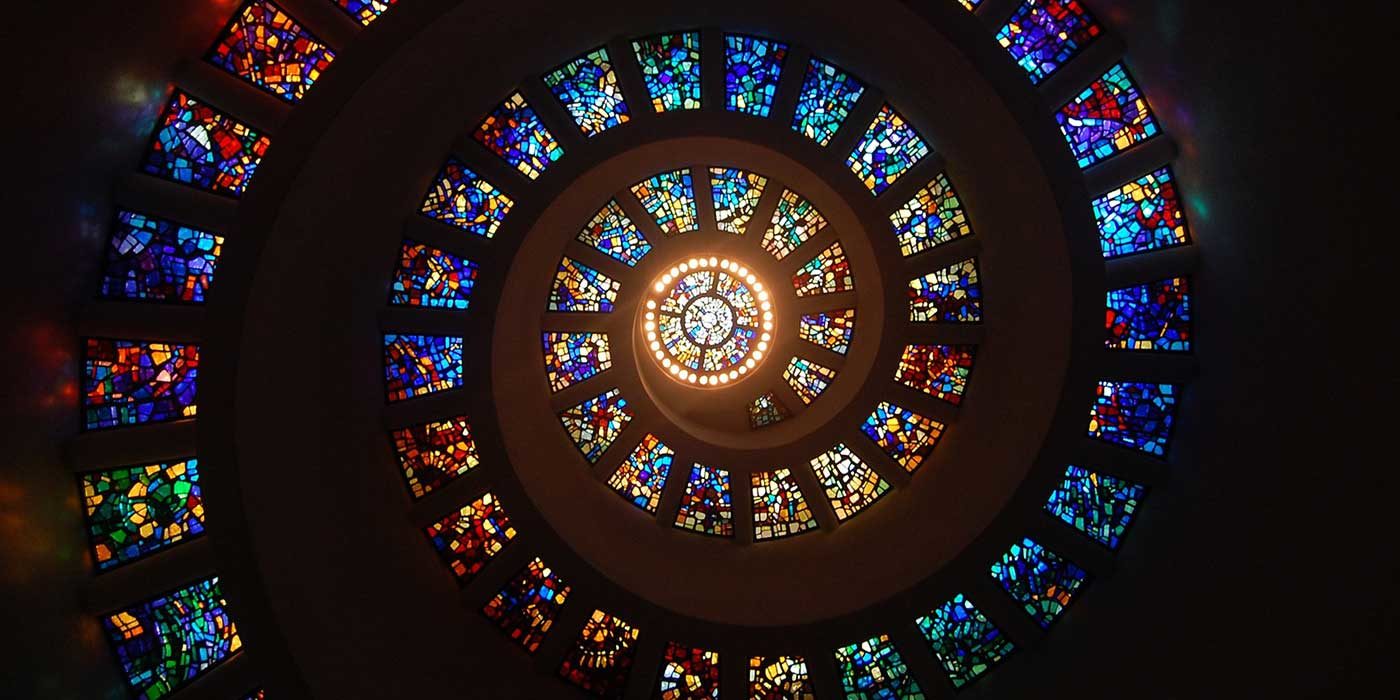 Photo of a stained glass spiral