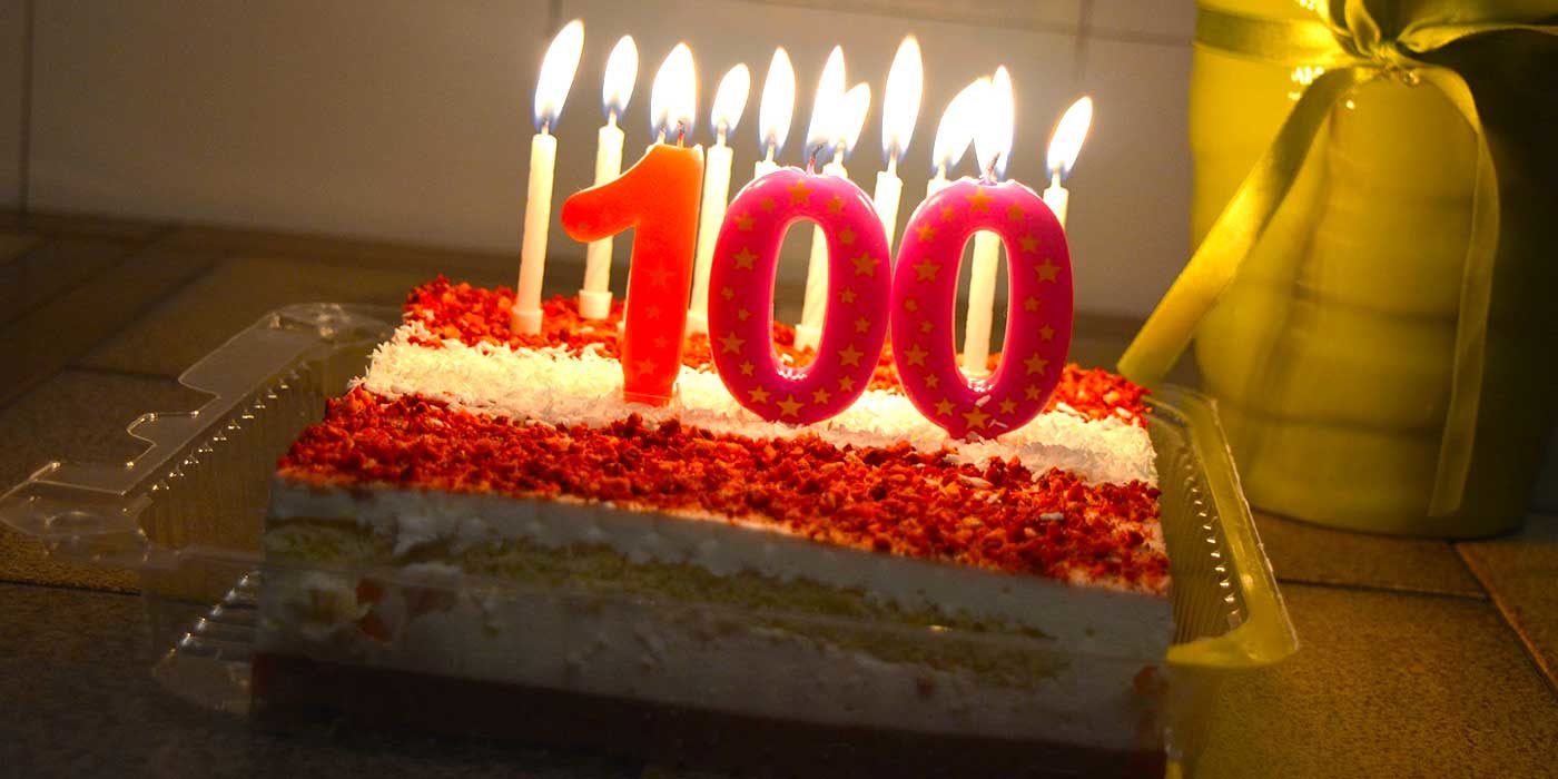 Photo of a 100 year birthday cake