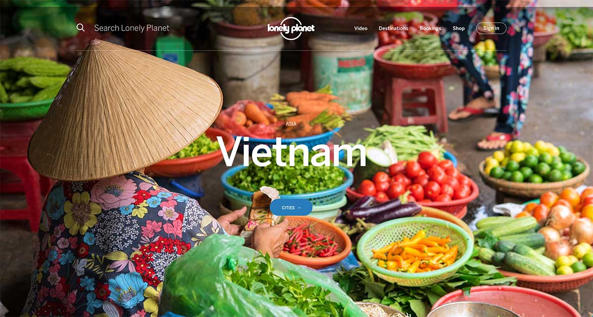 Screenshot of the Vietnam page of the Lonely Planet website