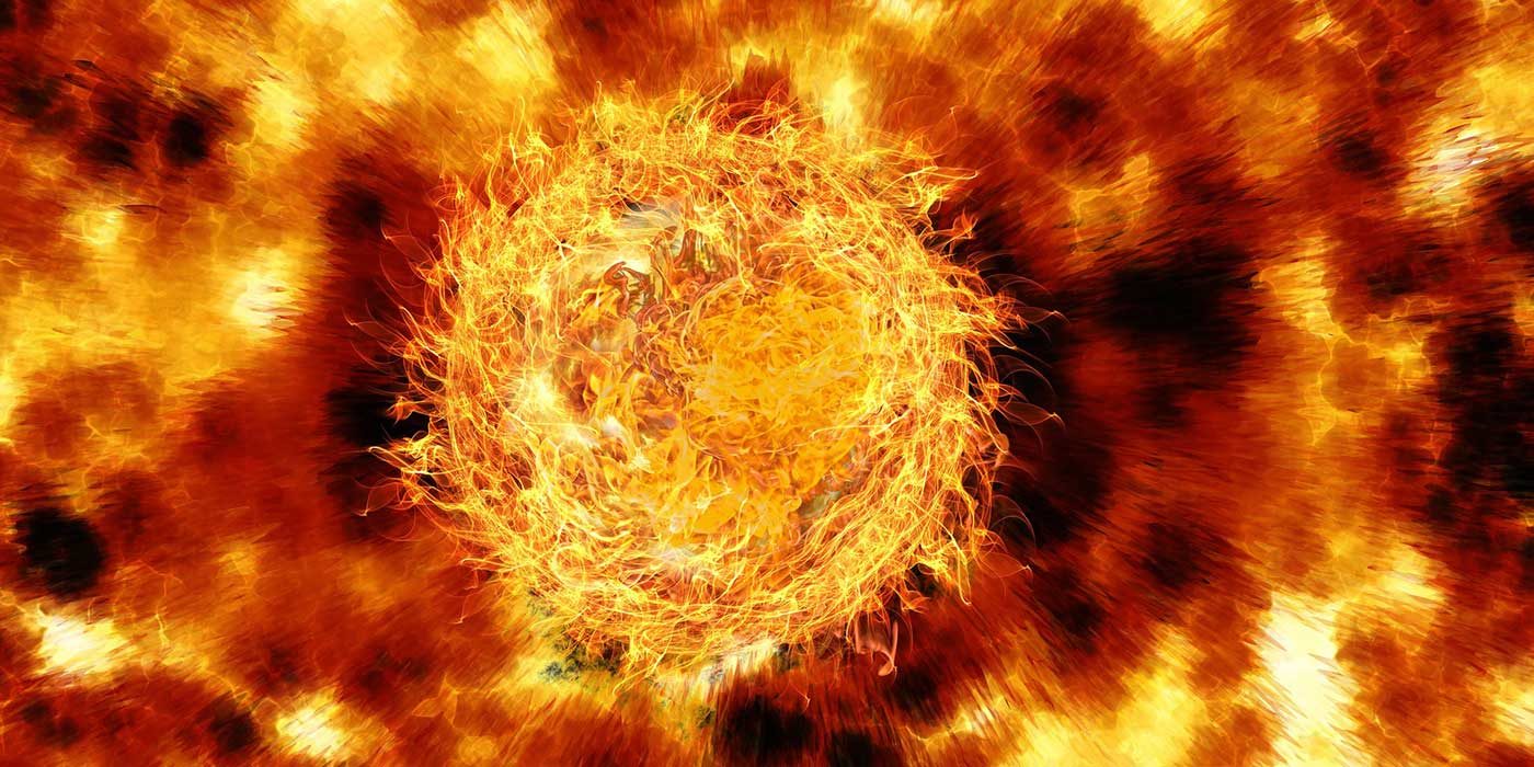 Photo of a fireball on a background of flames