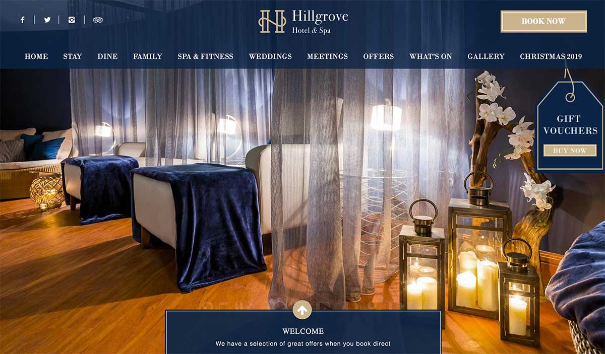 Screenshot of the Hillgrove Hotel and wedding venue Monaghan website