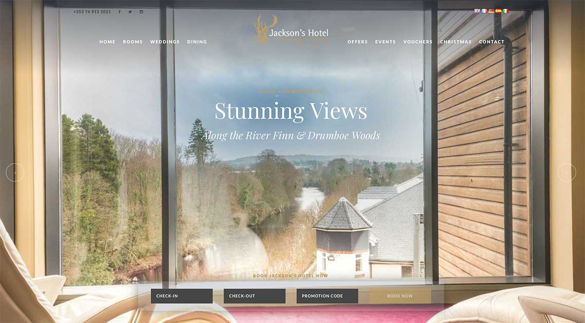 Screenshot of Jacksons Hotel and wedding venue Ballybofey County Donegal website
