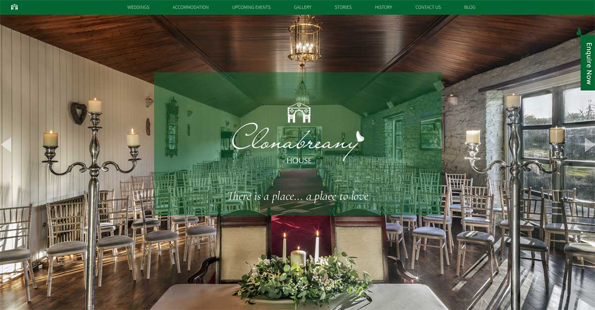 Screenshot of the Clonabreany House and wedding venue Kells County Meath website