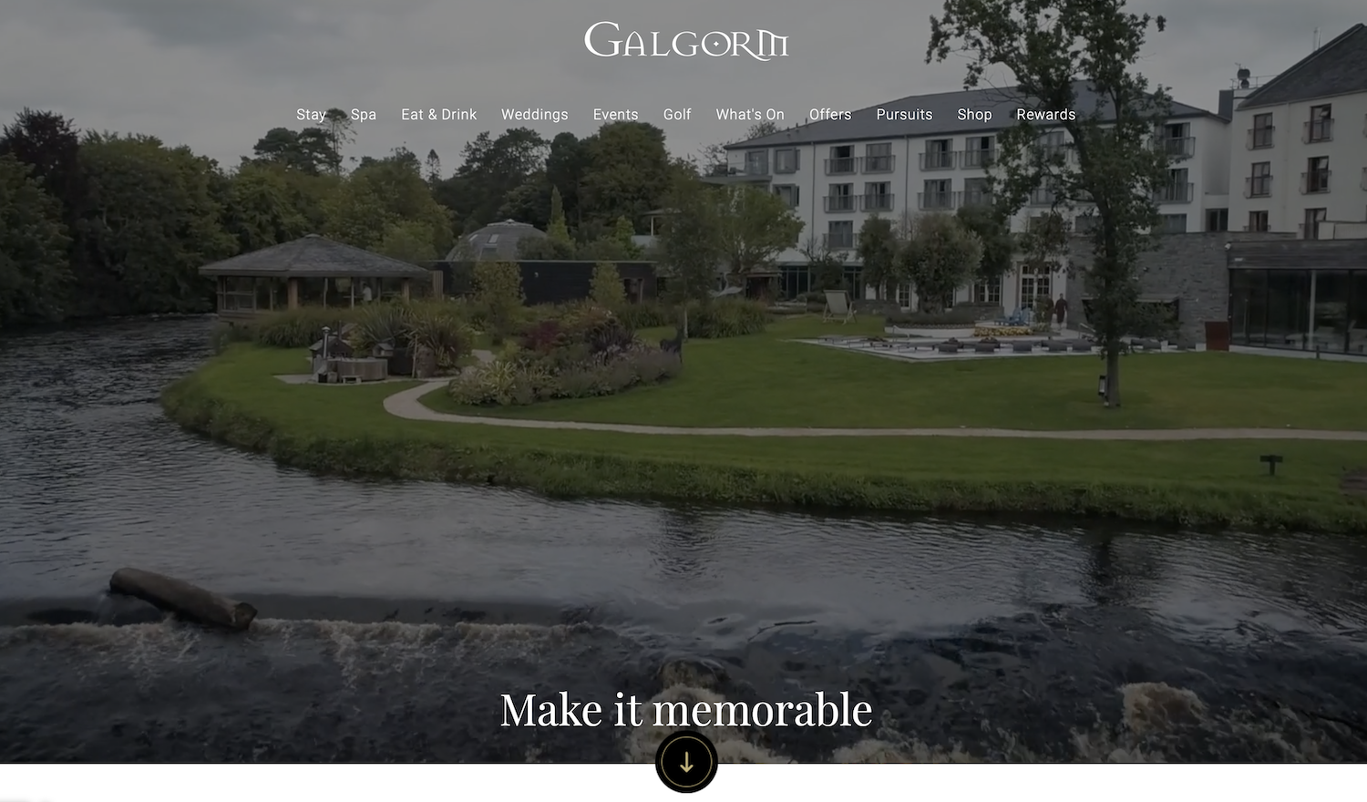 Screenshot of the Galgorm Resort and Spa Ballymena website